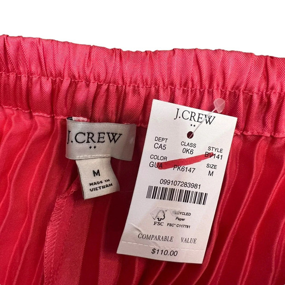 NWT J.Crew Factory Women's Medium Pink/Coral Pleated Elastic Waist Midi Skirt - Picture 6 of 7